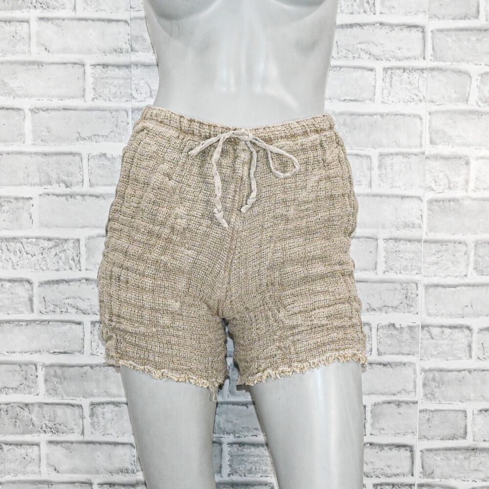 Beige Knit Drawstring Women’s Shorts